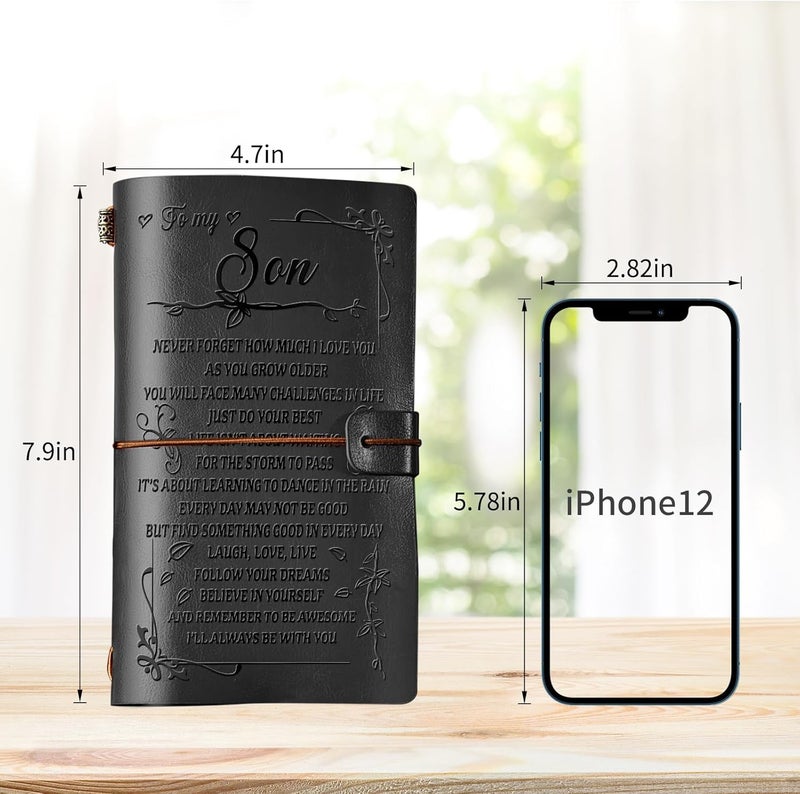 PRSTENLY Gifts for Son Leather Journal, to My Son Gifts 140 Page Refillable Journal Notebook, Birthday Christmas Gift for Sons from Mom Dad - Image 4